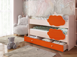 Кровать Соник с ящиком млечный дуб-оранж