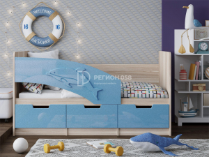Кровать Дельфин-6 МДФ 1600 Голубой металлик