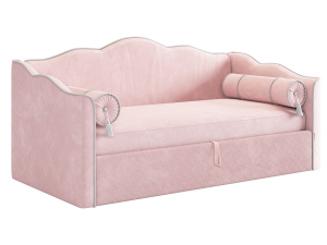Кровать софа Лея 900 велюр нежно-розовый/галька