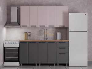 Кухонный гарнитур Магнолия 1600 мм Кашемир/Сталь