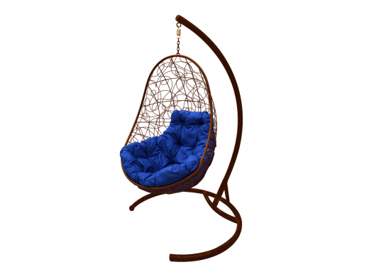 Кокон Овал с ротангом синяя подушка