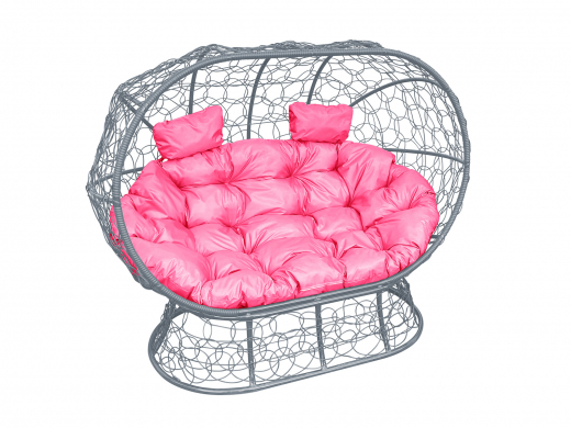 Кокон Лежебока на подставке с ротангом розовая подушка