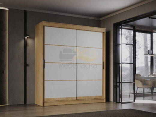 Шкаф-купе Гранд-1 2000 Дуб Вотан-двери Лакобель белый