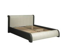 Кровать Калипсо 1400 кожзам поло перламутр-кожзам серый