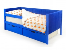 Кровать-тахта мягкая Svogen с ящиками и бортиком синий