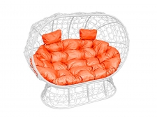 Кокон Лежебока на подставке с ротангом оранжевая подушка