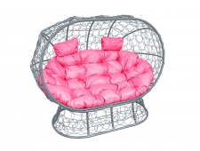 Кокон Лежебока на подставке с ротангом розовая подушка