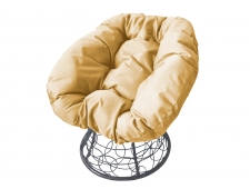 Кресло Пончик с ротангом бежевая подушка